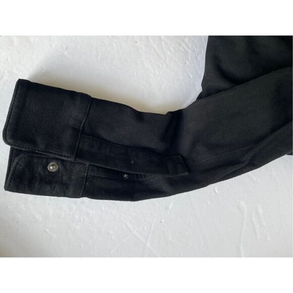 RTA Suede Shirt Jacket Womens Small Black Fringed Leather Snap Front Slim - Picture 10 of 11
